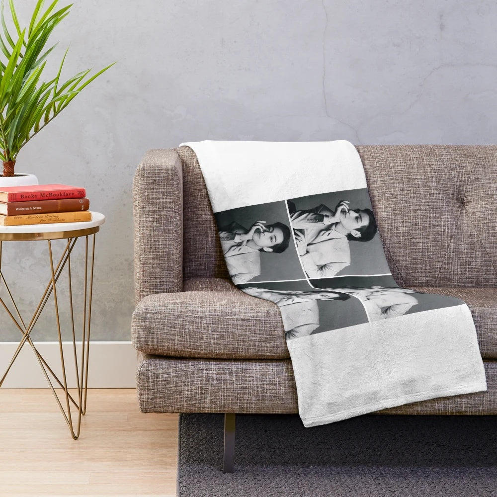 Taehyung inspired plush blanket with cinematic black and white design