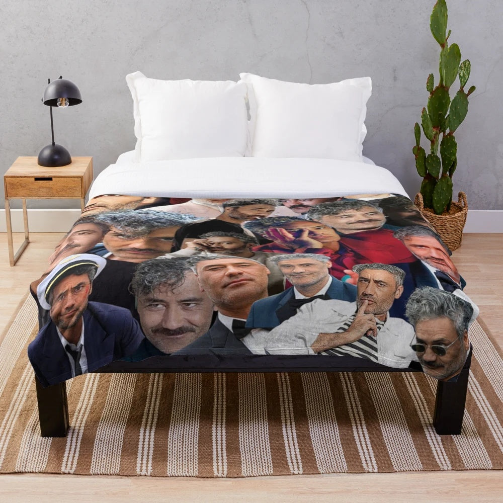 Taika Waititi photo collage plush blanket