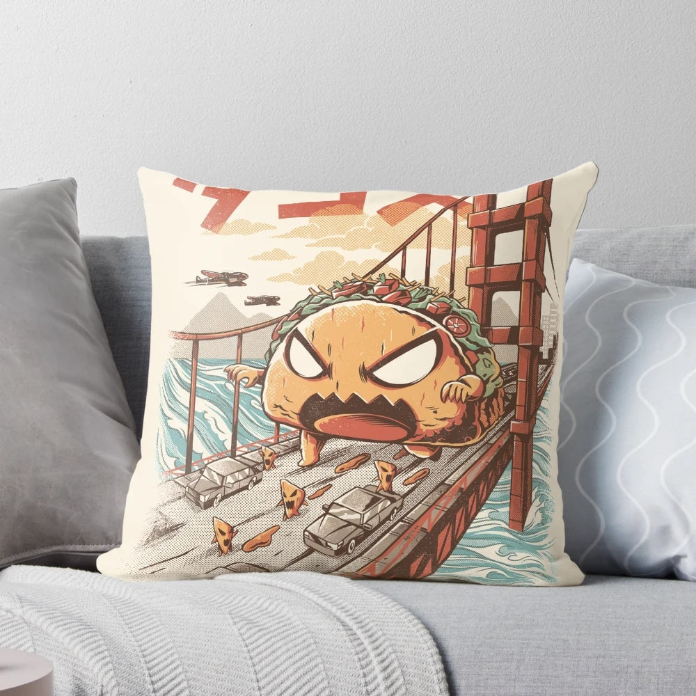 Plush pillow featuring a comical Japanese monster character design