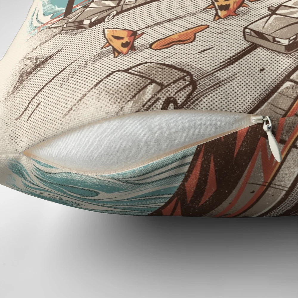 Plush pillow featuring a comical Japanese monster character design