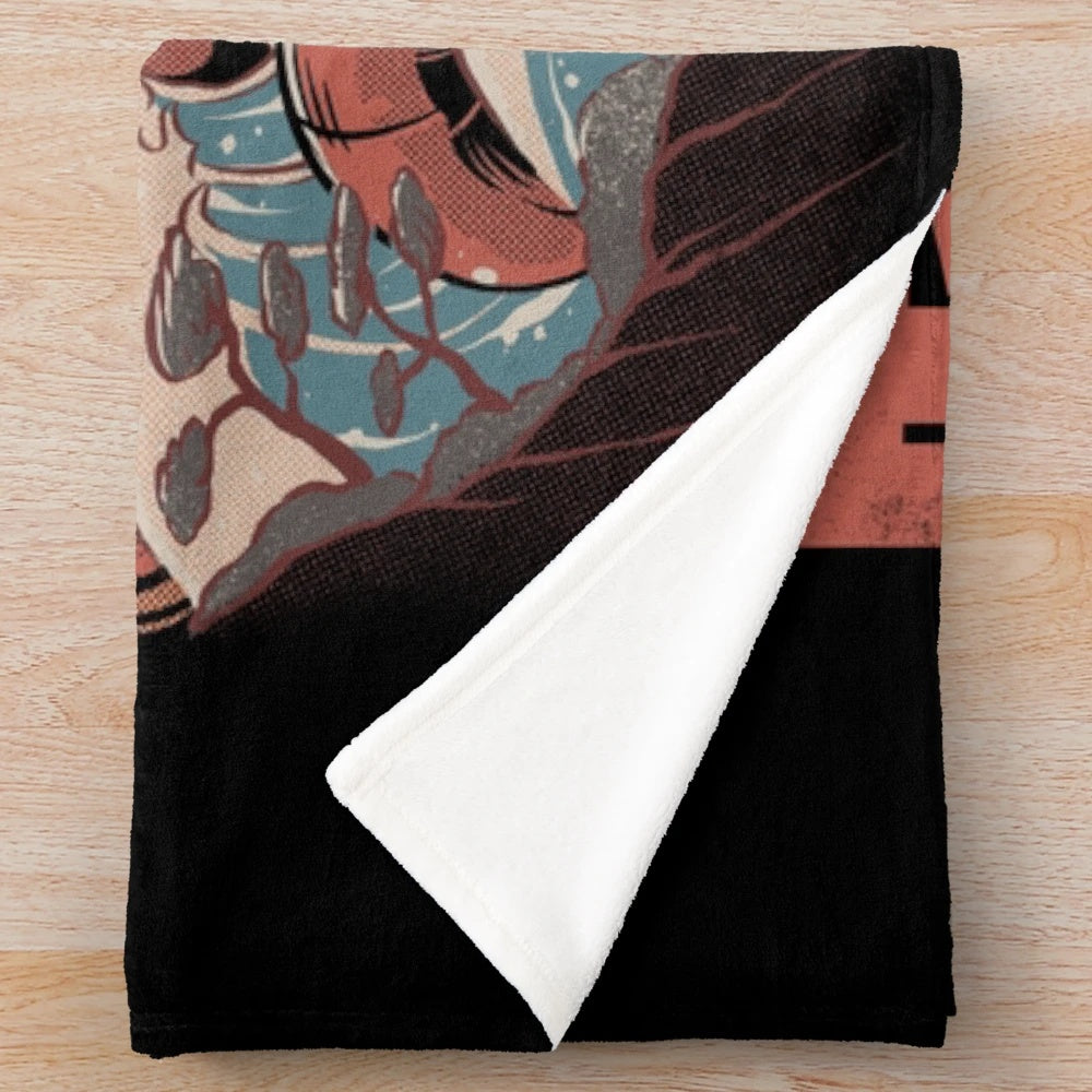 Takoyaki Kaiju plush blanket with retro anime-inspired design