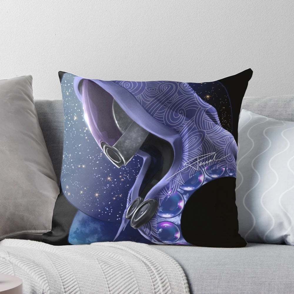 Tali Zorah from the Mass Effect video game series featured on a cozy pillow.