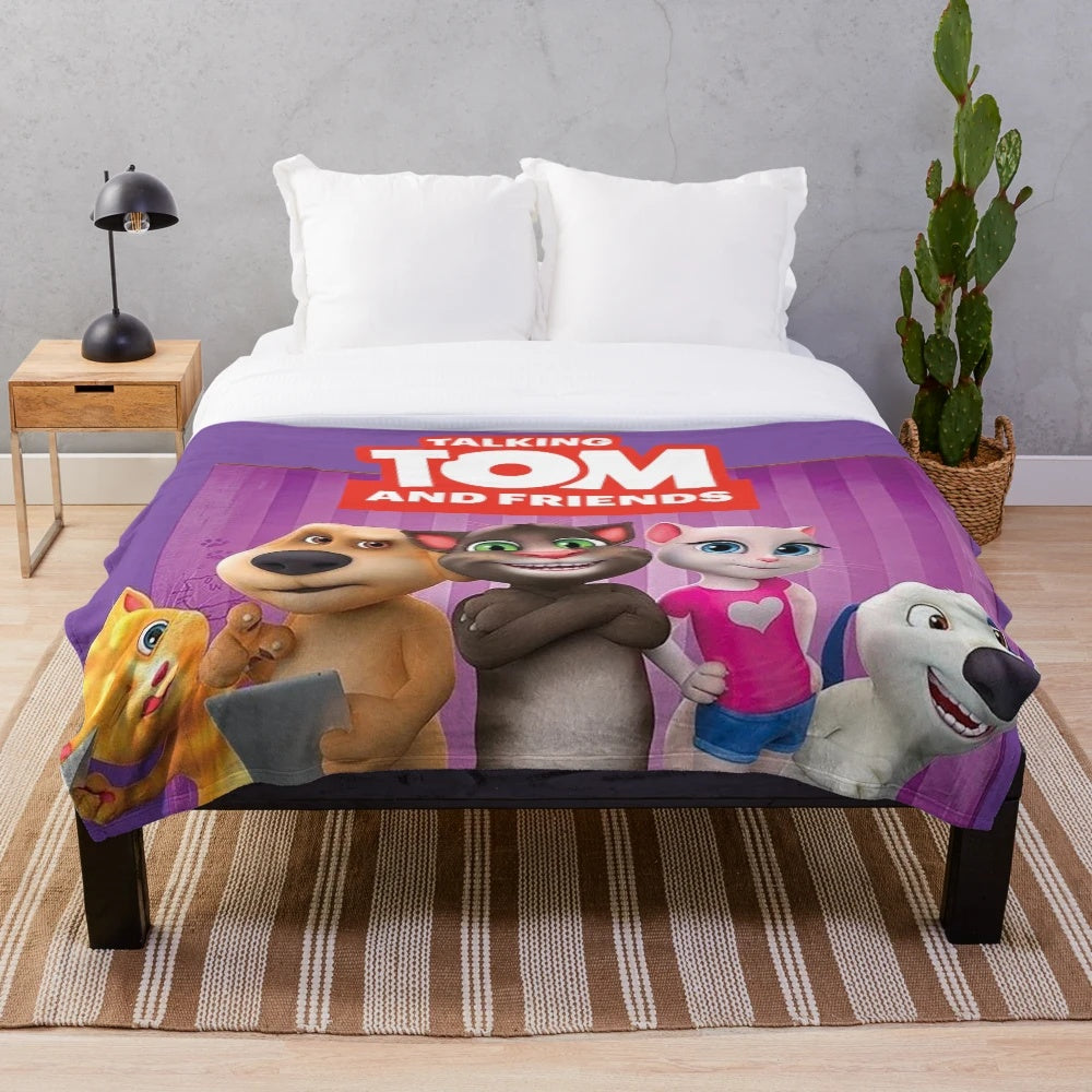 Talking Tom and Friends plush blanket with cartoon characters