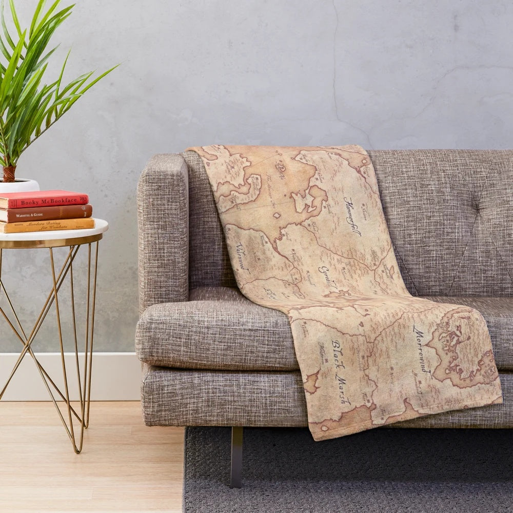 Tamriel plush blanket featuring iconic Elder Scrolls imagery
