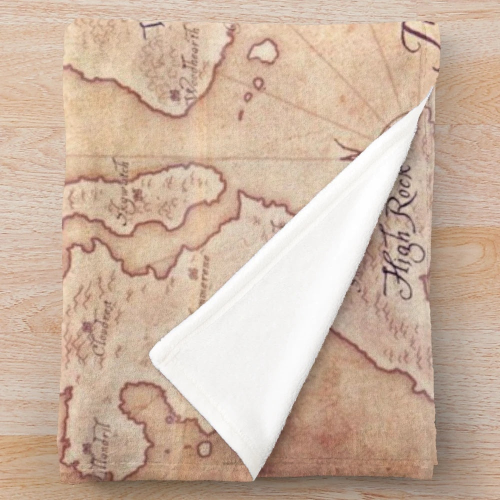 Tamriel plush blanket featuring iconic Elder Scrolls imagery