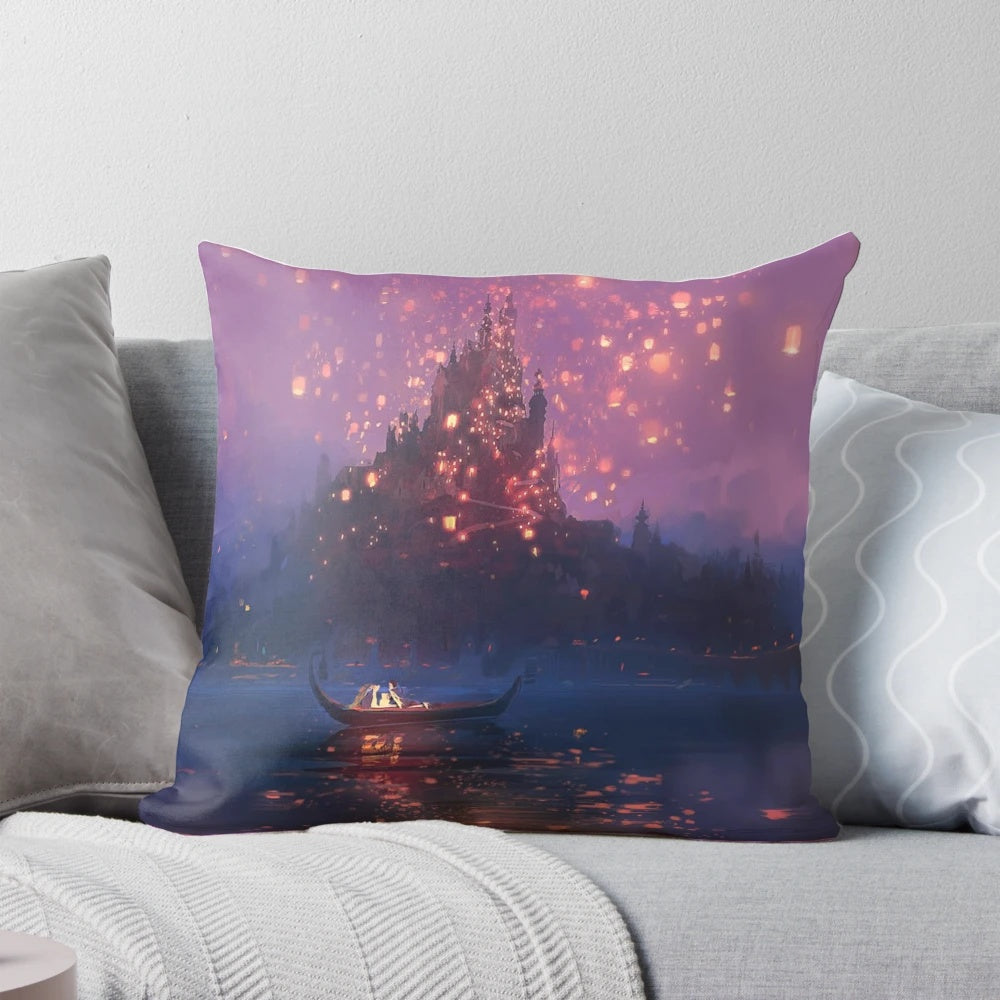Tangled Lanterns Disney Princess Pillow featuring a beautiful design of intertwined lanterns