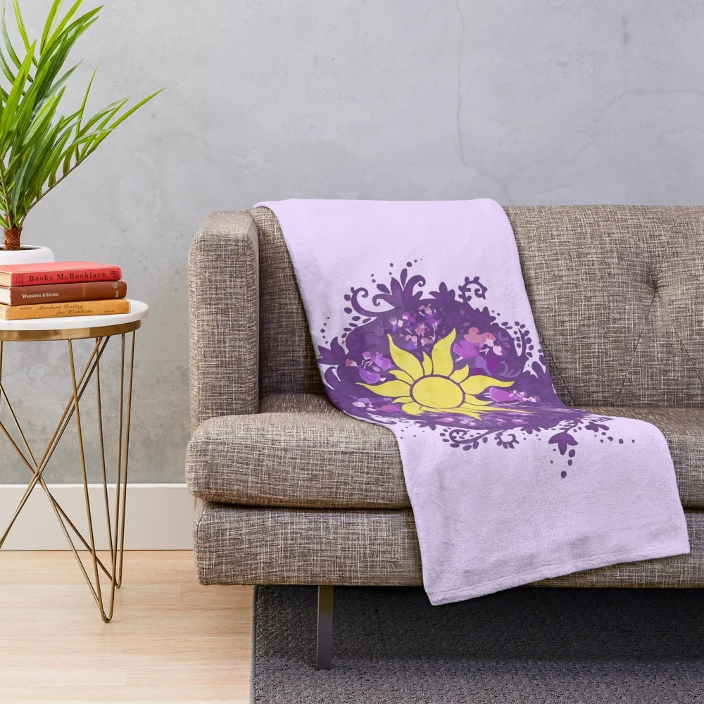 Tangled Sun Kingdom Dance Plush Blanket featuring Rapunzel and the sun symbol