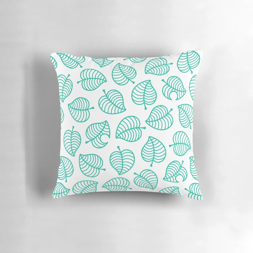 Soft and plush tanuki leaf-shaped pillow inspired by the popular video game Animal Crossing: New Horizons