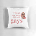 Decorative pillow featuring quotes from the character Tanya McQuoid, played by Jennifer Coolidge, in the TV series "The White Lotus".