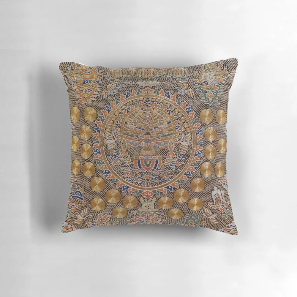 Tao Pillow with Intricate Mandala Pattern for Calming Meditation