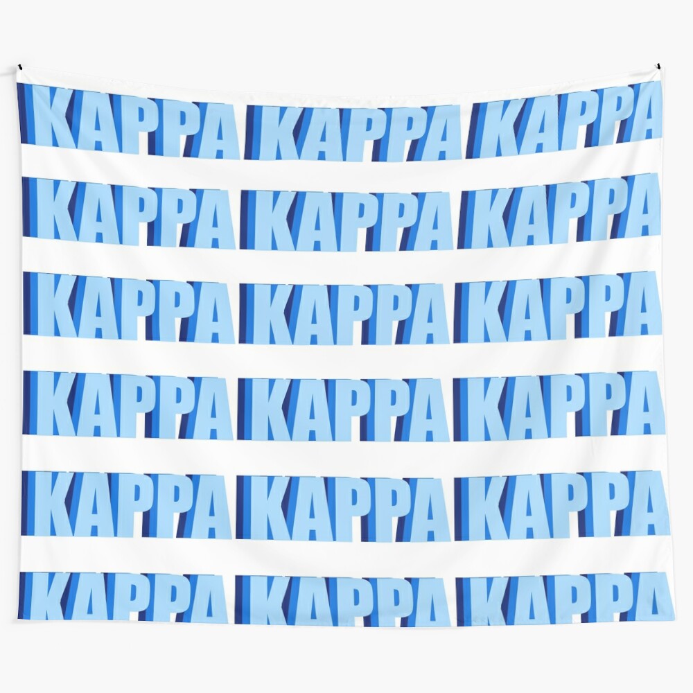 Kappa tapestry featuring the Greek letter kappa in a stylized design