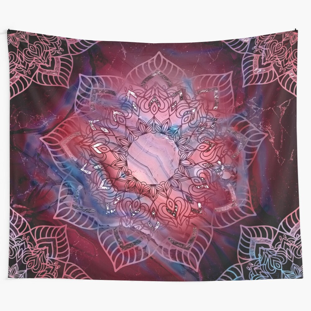 Colorful mandala tapestry with boho and geometric designs