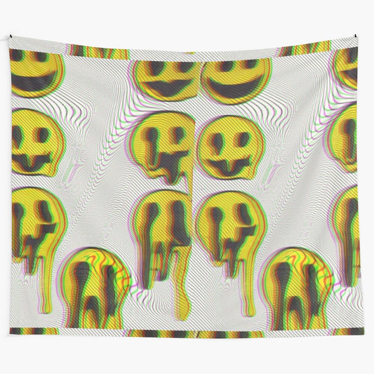 Colorful trippy smiles psychedelic tapestry