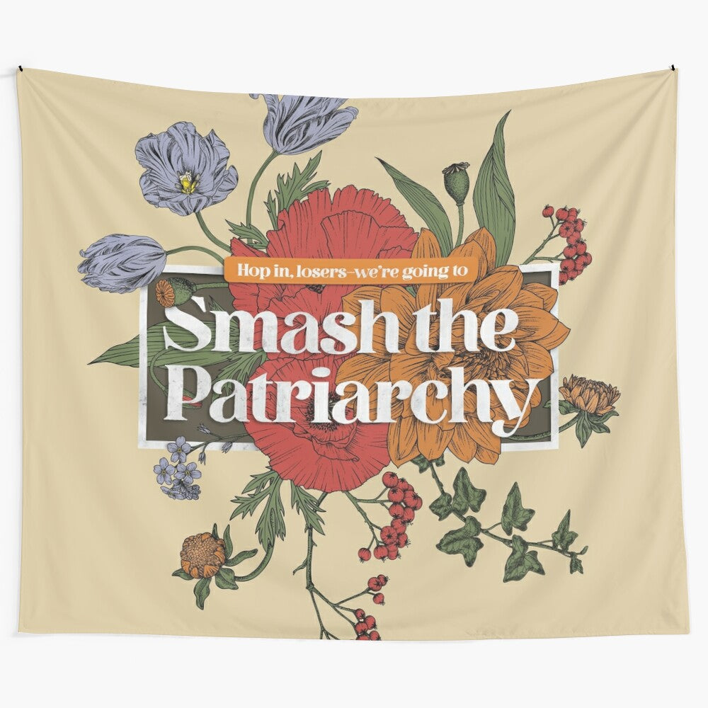 Feminists Smash the Patriarchy Floral Tapestry