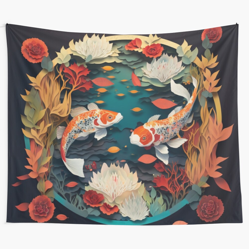 Vibrant koi fish tapestry for wall decor