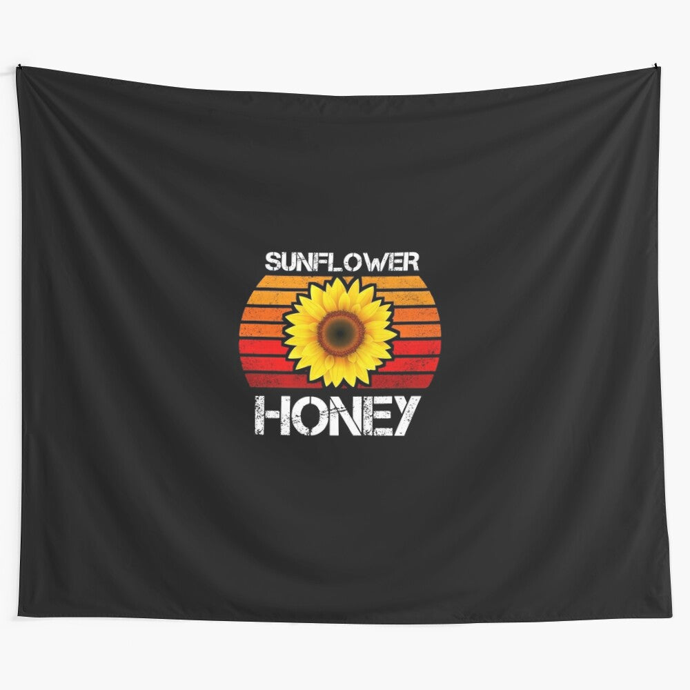 Sunflower honey tapestry with floral design