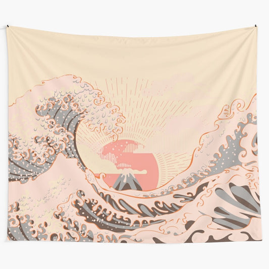 The Great Wave off Kanagawa Tapestry featuring iconic Japanese art