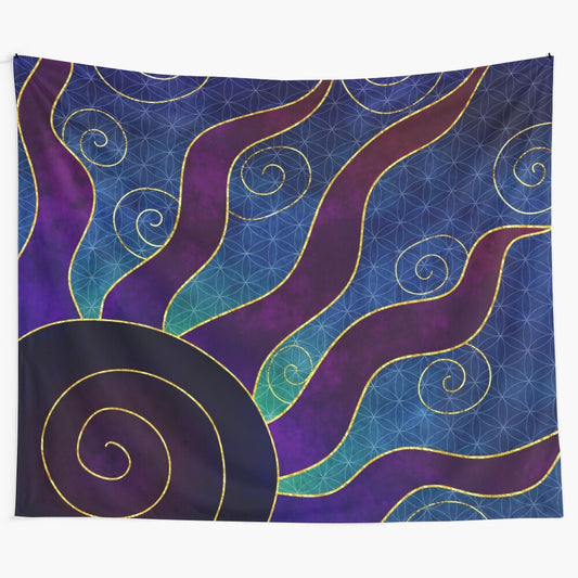 Northern Lights Mandala Tapestry with Vibrant Floral Patterns