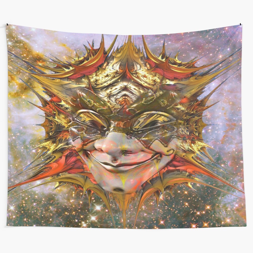 Colorful surreal star clown abstract tapestry wall art