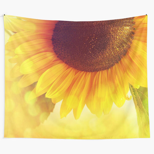 Colorful sunflower tapestry wall hanging with vibrant yellow flowers