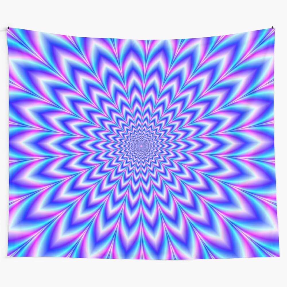 Psychedelic tapestry with optical illusion and hypnotic effect