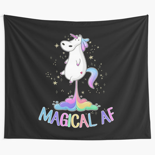 Whimsical unicorn tapestry with a magical, fantasy design