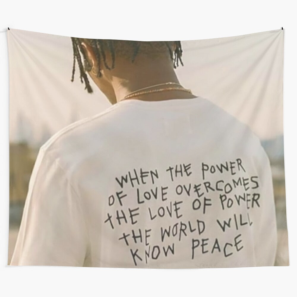 Travis Scott inspired tapestry featuring urban and hip hop elements