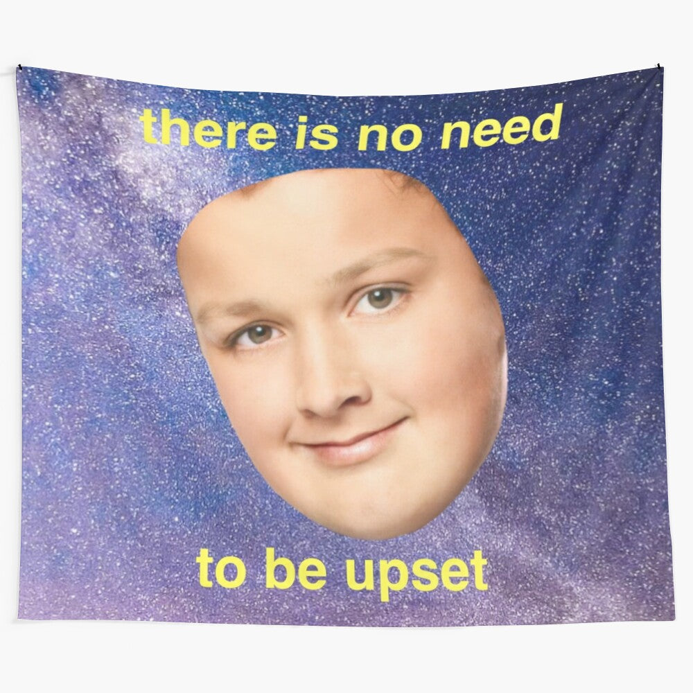 Vibrant galaxy-themed tapestry featuring humorous "Gibby Galaxy" meme-inspired design