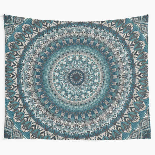 Colorful mandala tapestry with sacred geometry design