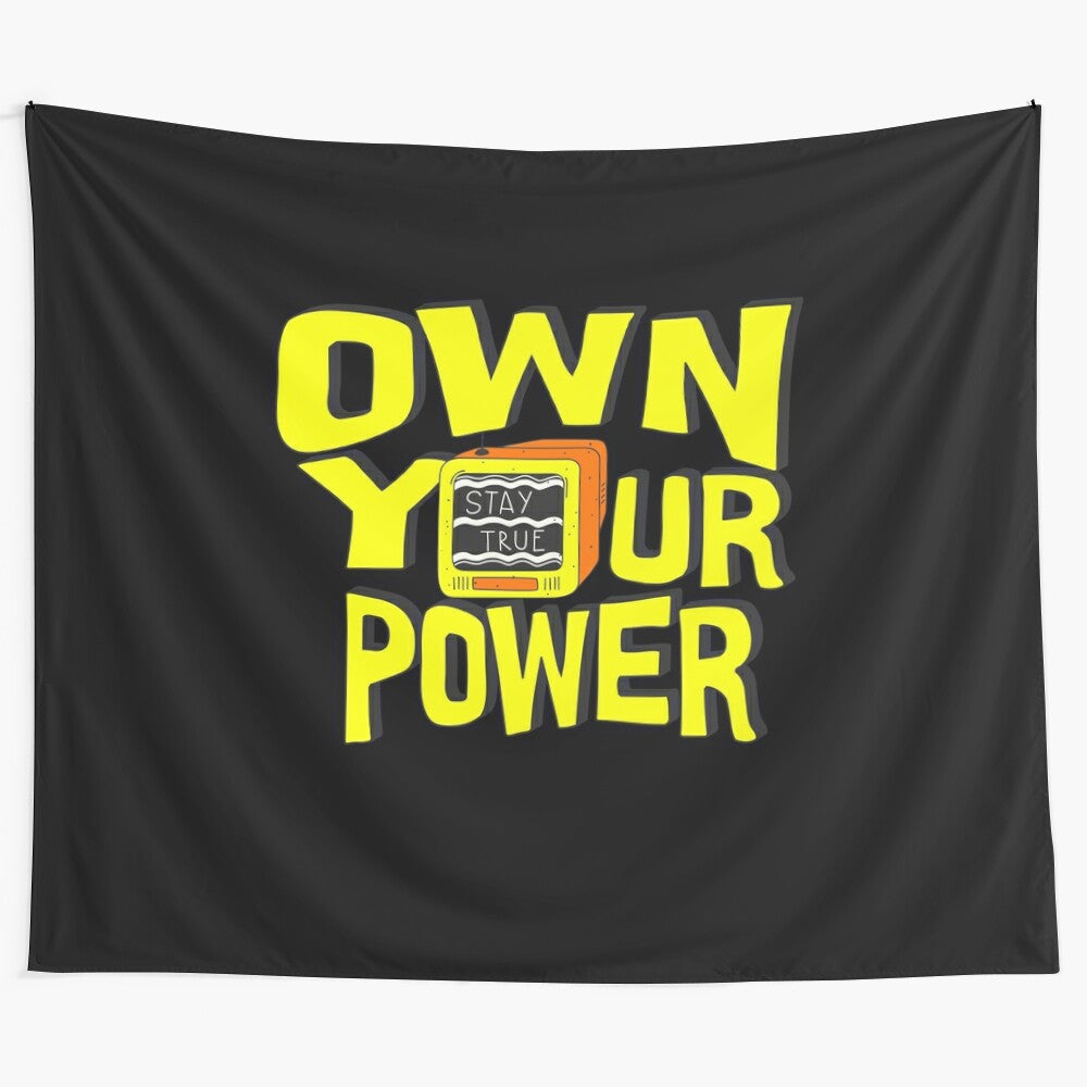 Retro floral design with inspirational "Own Your Power" text on a t-shirt