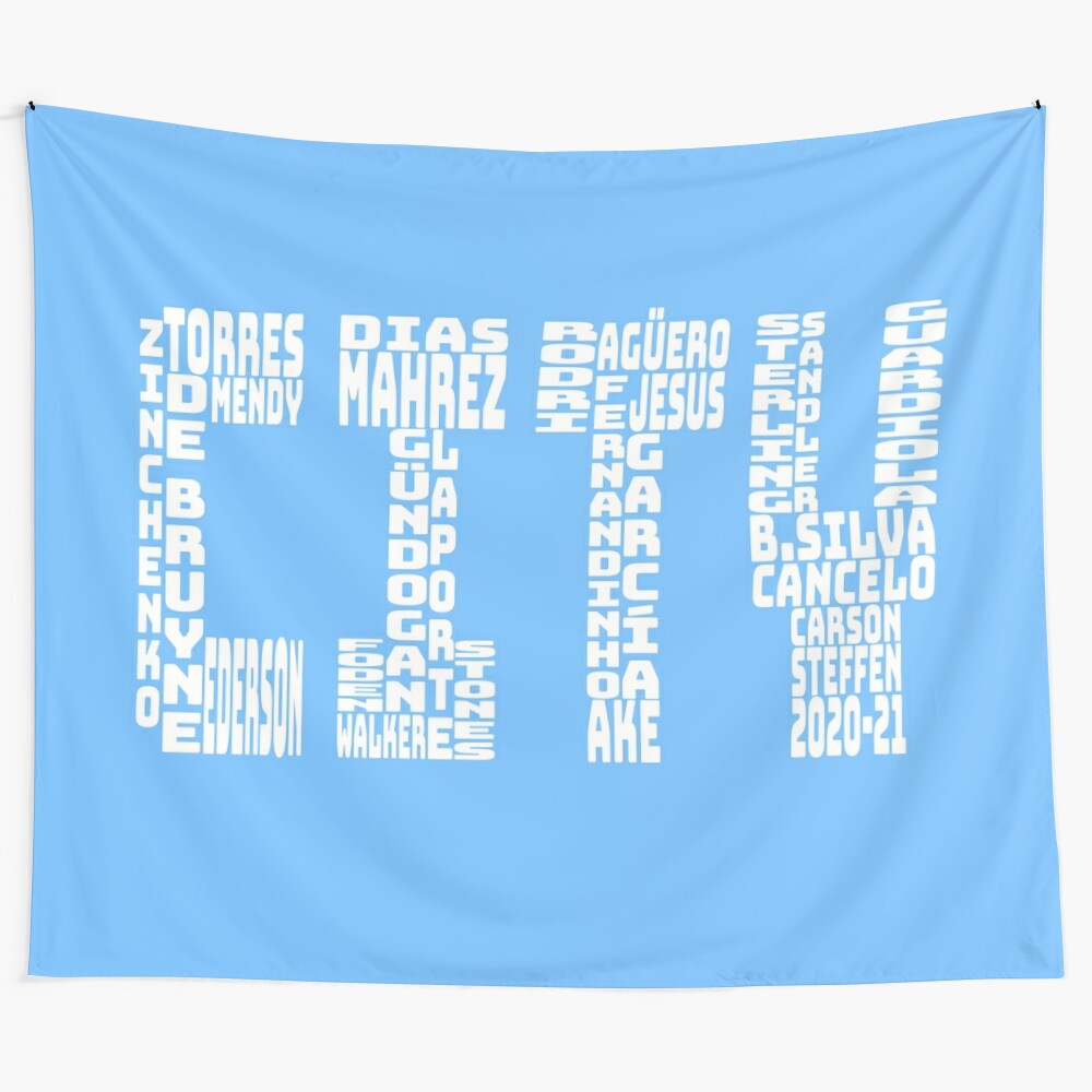 Manchester City 2020-2021 Tapestry - Football Art and Decor