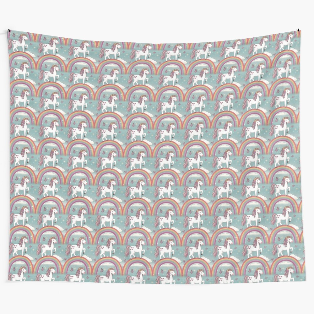 Colorful rainbow unicorn pattern tapestry for wall hanging