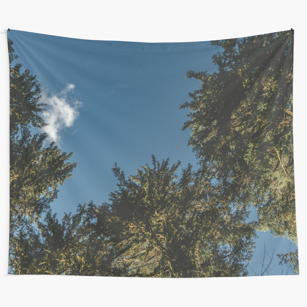 Hoh Rainforest trees tapestry, showcasing lush green foliage and sunlight