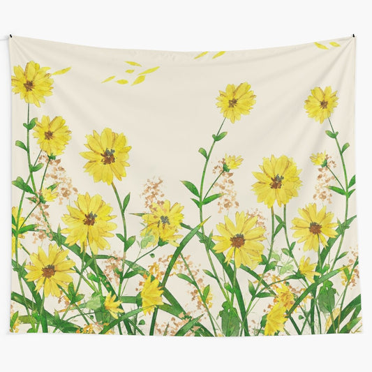 Beautiful yellow wildflowers tapestry showcasing a natural botanical garden scene