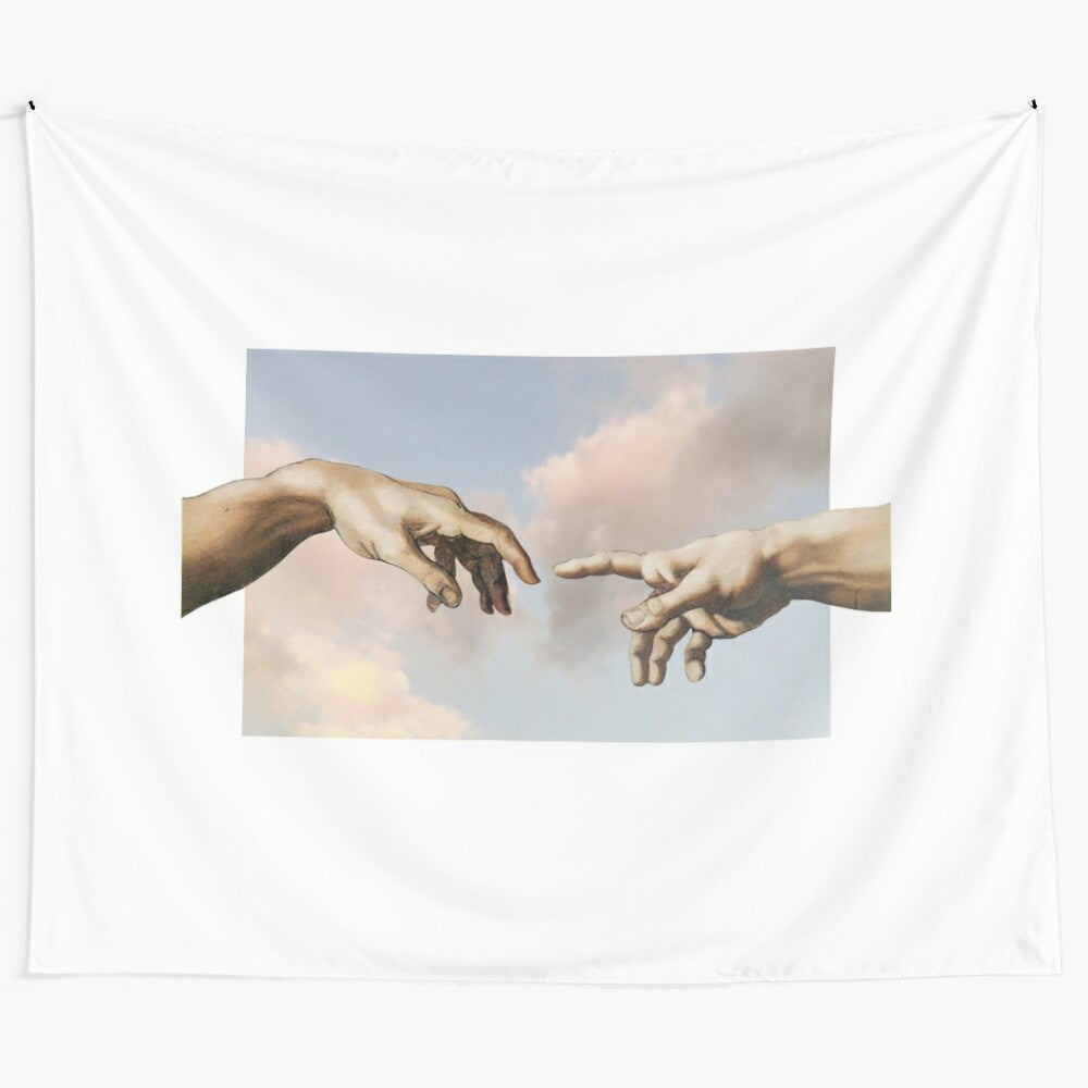 Michelangelo's The Creation of Adam Tapestry - Minimalist Religious Wall Art