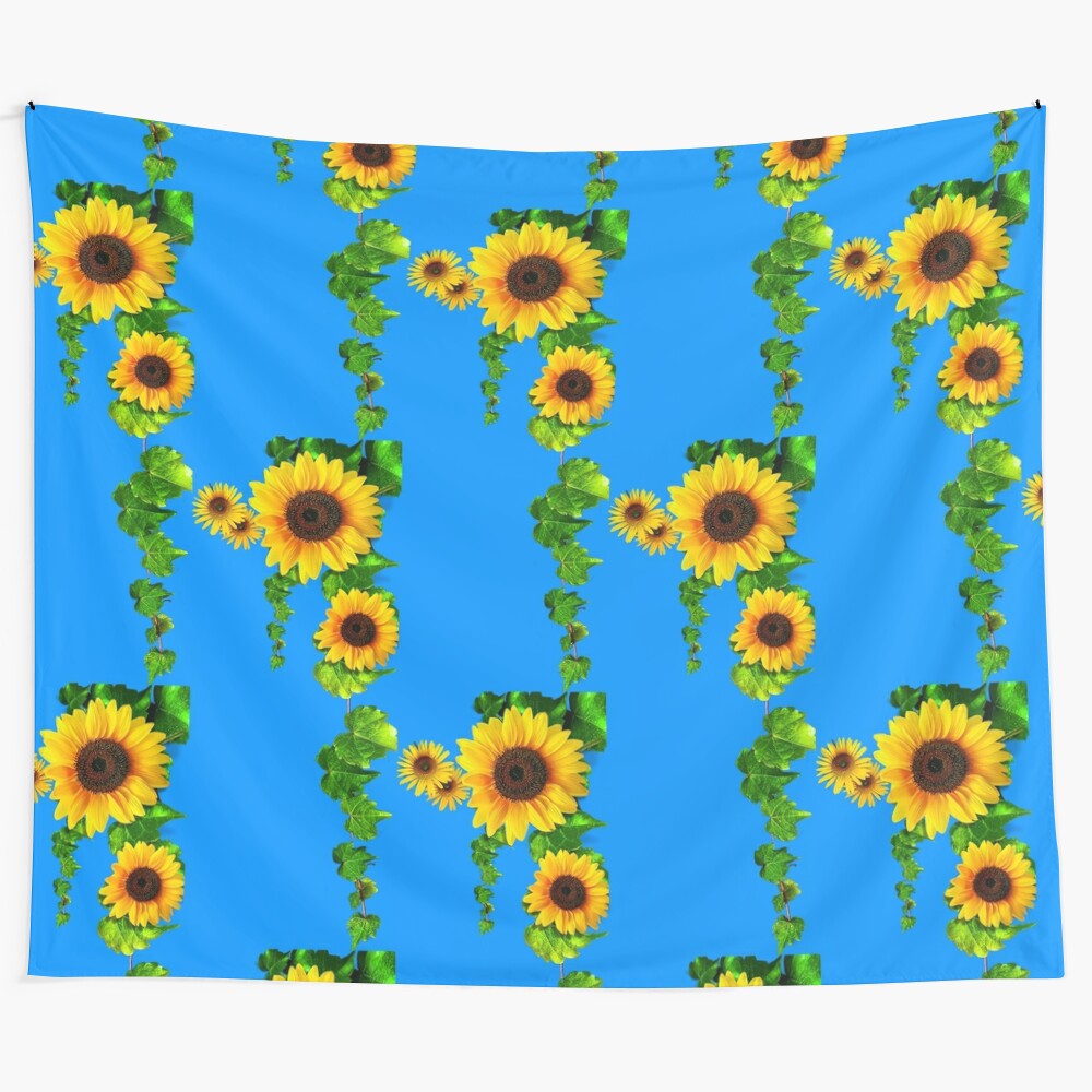 Sunflower tapestry wall hanging with vibrant floral design