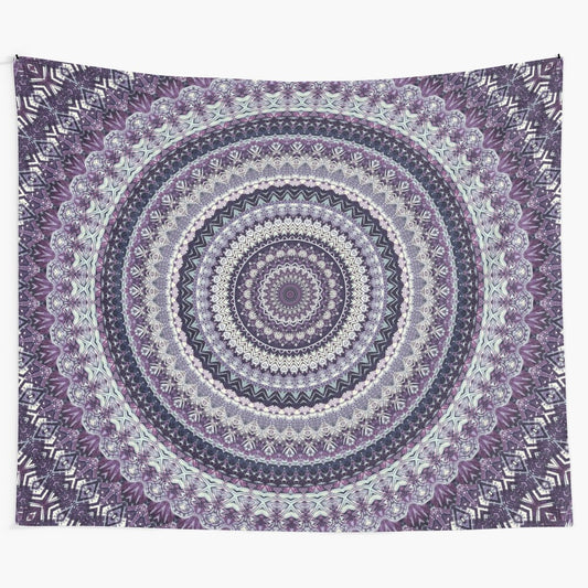 Colorful mandala tapestry with sacred geometry and floral patterns