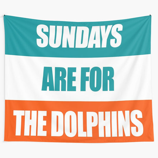 Sundays Are For The Dolphins Tapestry featuring vibrant dolphins and Miami design