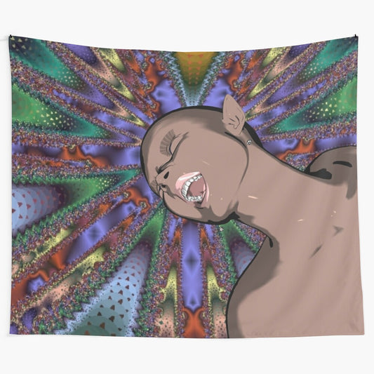 Cartoon Ecstasy Tapestry - Vibrant fantasy artwork featuring butterflies and psychedelic elements