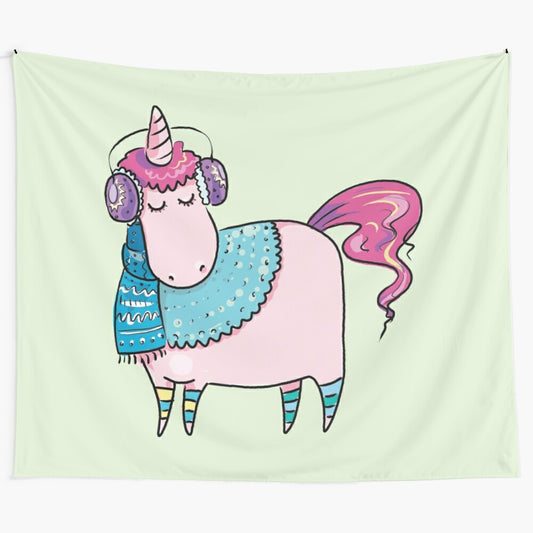 Colorful unicorn tapestry with pastel colors for home decor