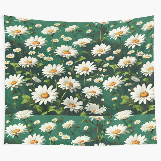 Colorful floral pattern tapestry with vibrant flowers and leaves