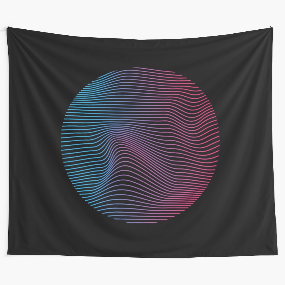 Geometric and abstract SENSATION tapestry with retro vaporwave aesthetic