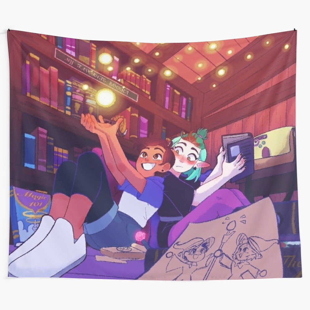 Stunning fantasy art tapestry featuring characters from the popular animated series The Owl House