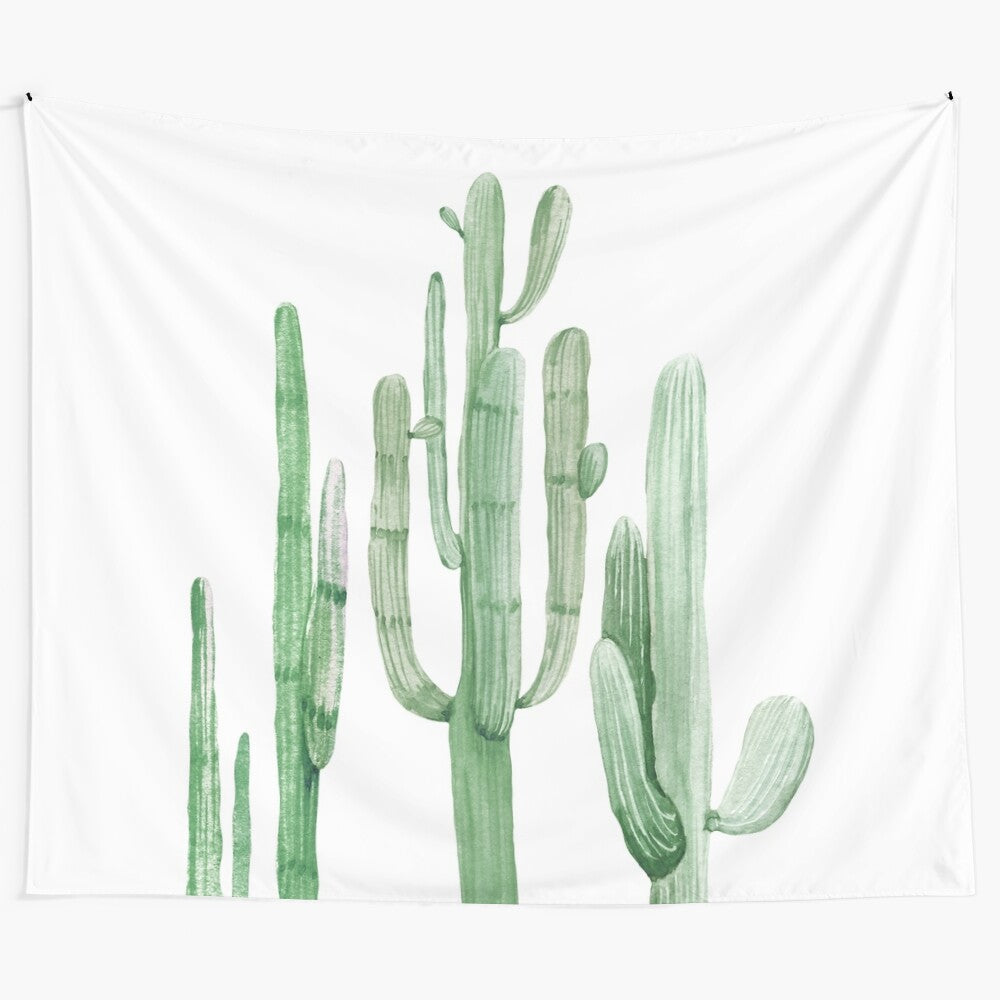 Colorful desert cacti and floral wall art tapestry