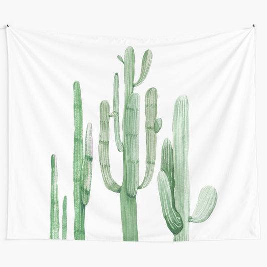 Colorful desert cacti and floral wall art tapestry