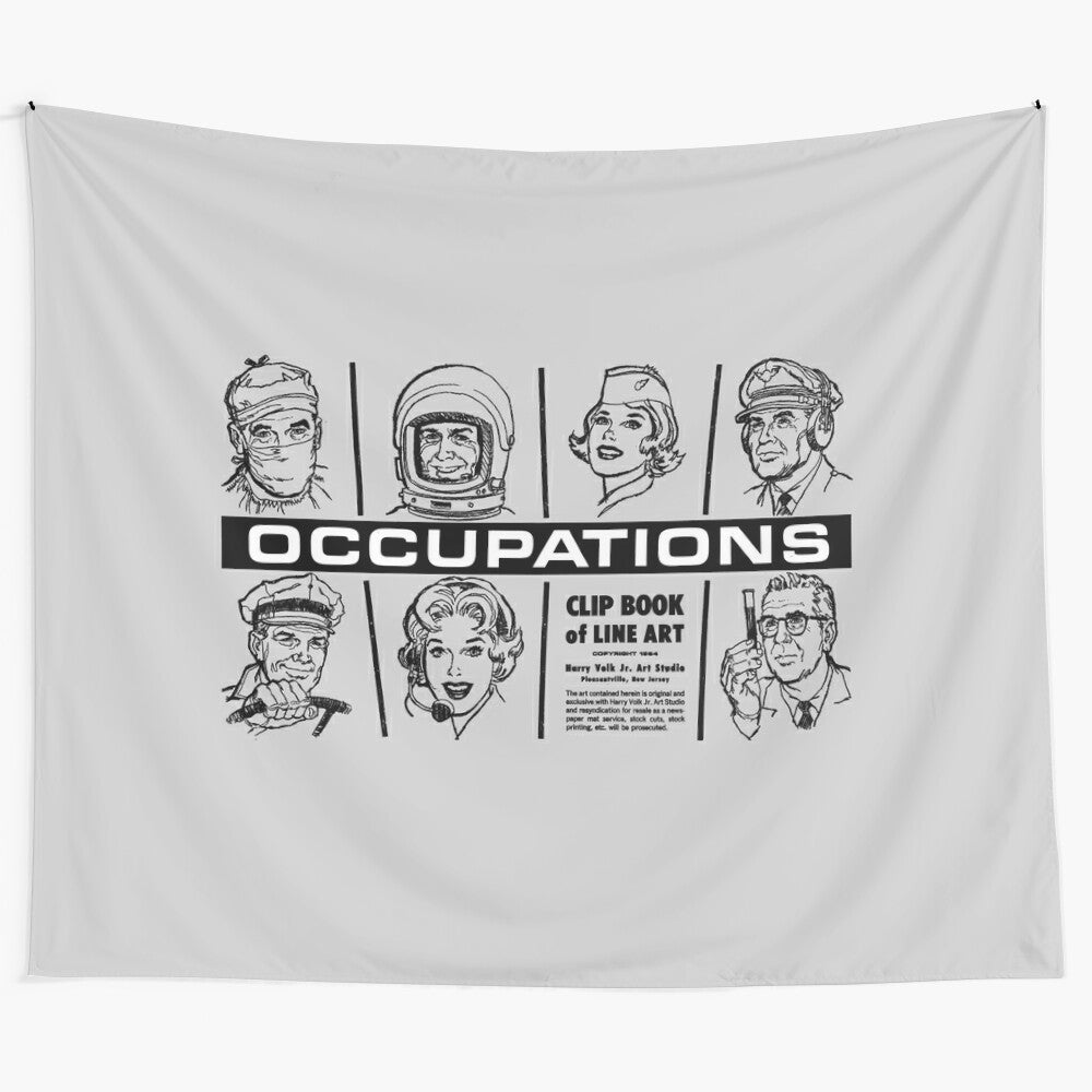 Occupations clip art book, vintage art tapestry