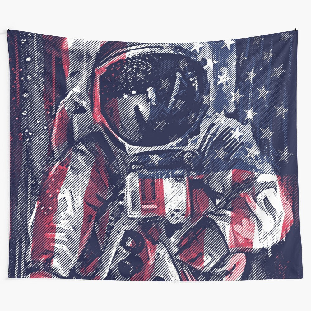 Astronaut Flag Tapestry - Cosmic Home Decor, Outer Space Art