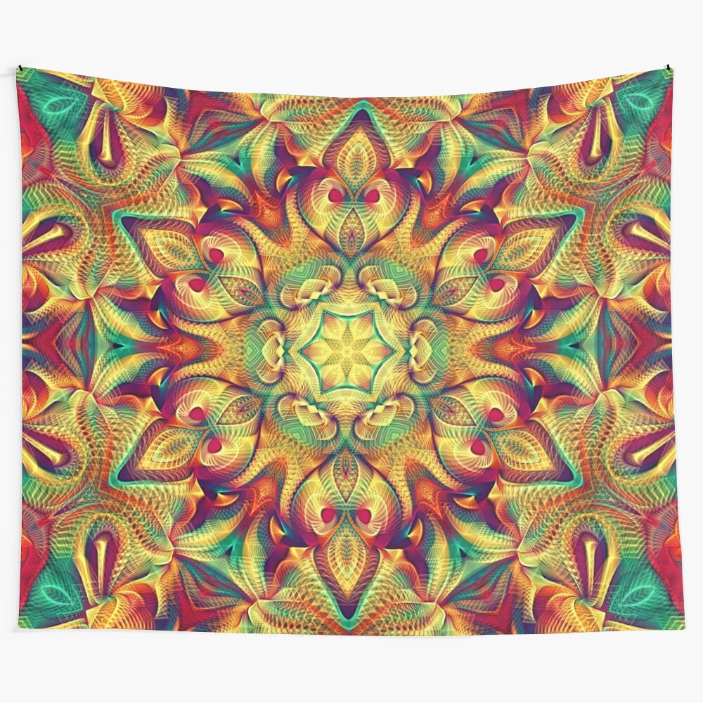 Colorful Flower of Life Mandala Tapestry for Meditation and Relaxation