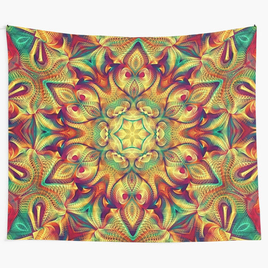 Colorful Flower of Life Mandala Tapestry for Meditation and Relaxation