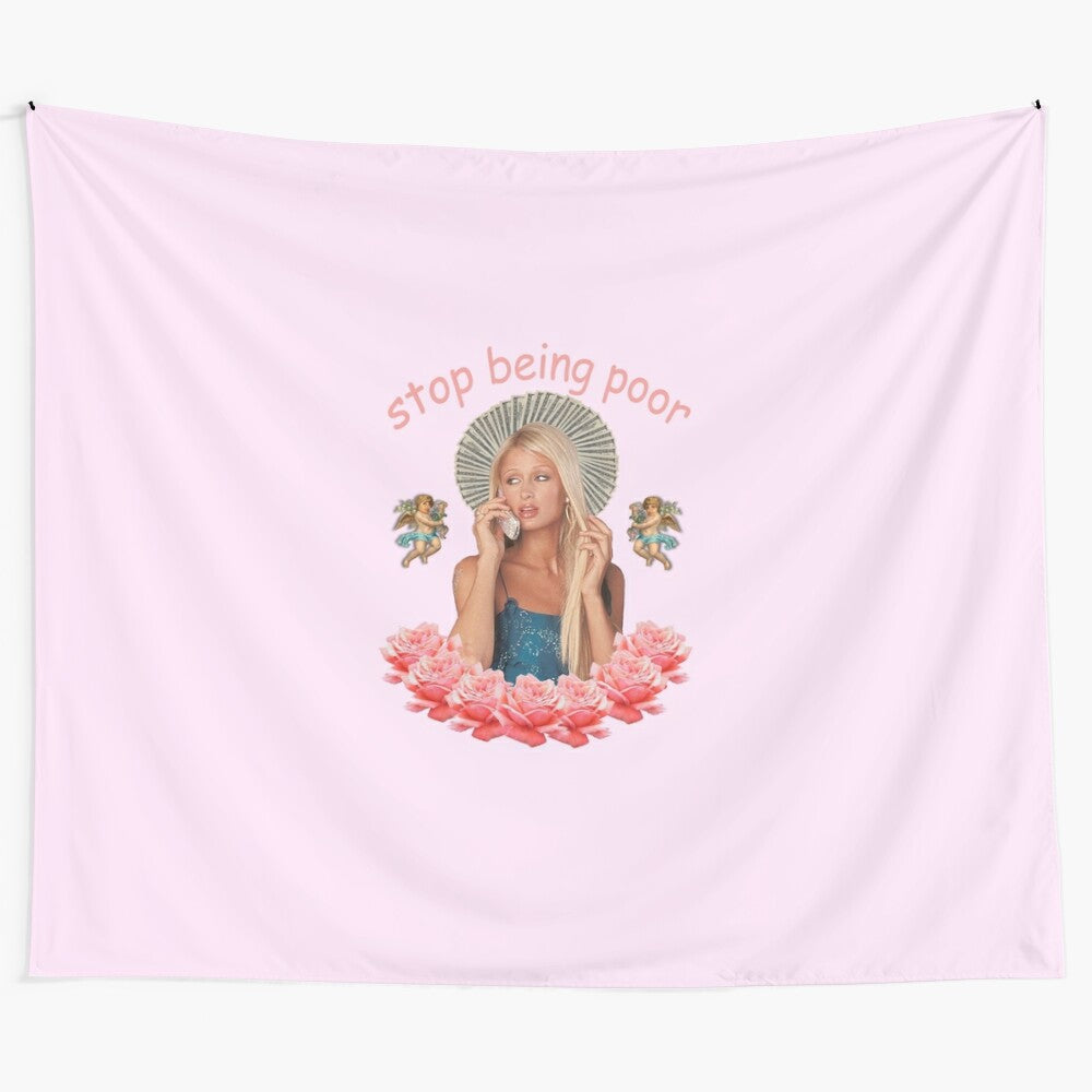 'Stop Being Poor' Tapestry inspired by Paris Hilton's quote